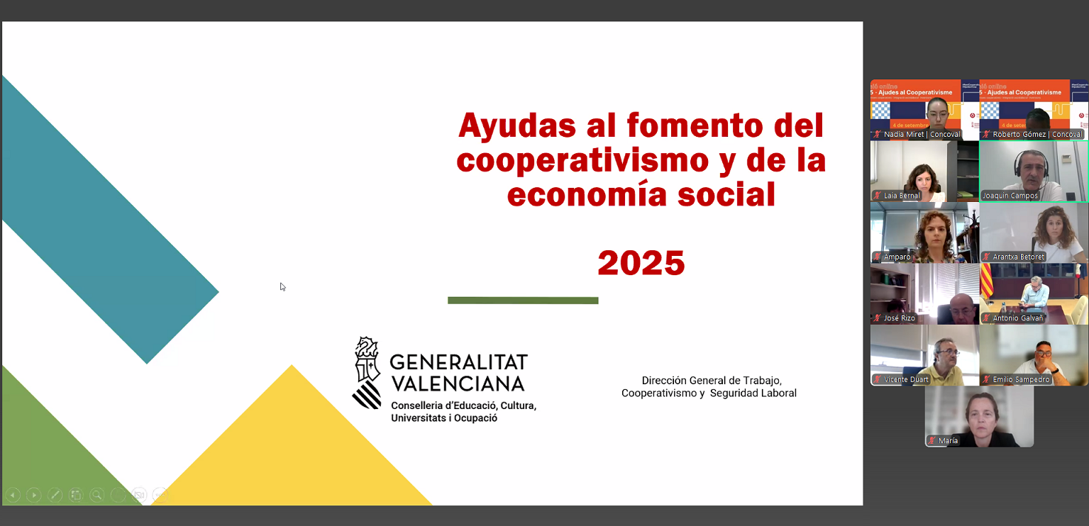 La direcció general de Treball i Cooperativisme oferix un seminari en línia per a informar de la convocatòria d'ajudes de 2025